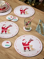 4 Piece White Christmas Santa Cork Back  Placemats and Coasters Set - Image 1 of 3