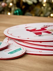 4 Piece White Christmas Santa Cork Back  Placemats and Coasters Set - Image 2 of 3