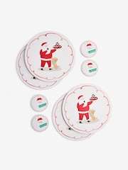 Set of 4 White Christmas Santa Cork Back Placemats and Coasters - Image 4 of 4
