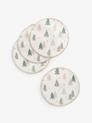 Green Set of 4 Scandi Christmas Tree Fringe Placemats - Image 4 of 4