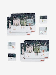 Set of 4 Navy Mini Christmas Scene Corkback Placemats and Coasters - Image 1 of 1