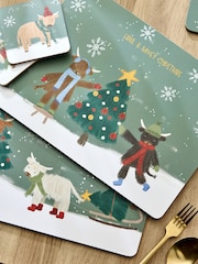 Set of 4 Christmas Hamish Corkback Placemats and Coasters Set - Slika 2 iz 4