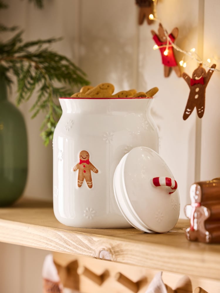 White Gingerbread Treat Jar - Image 1 of 5 White Gingerbread Treat Jar - Image 1 of 5