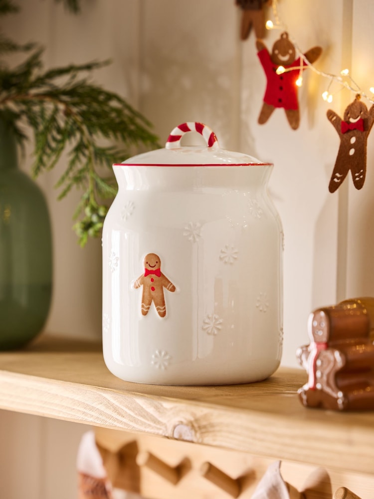 White Gingerbread Treat Jar - Image 2 of 5 White Gingerbread Treat Jar - Image 2 of 5