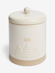 Cream Embossed Trees Treat Jar - Image 1 of 1