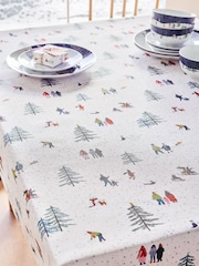 White Christmas Scene Wipe Clean Tablecloth - Image 1 of 3