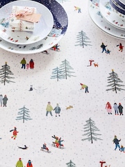 White Christmas Scene Wipe Clean Tablecloth - Image 2 of 3