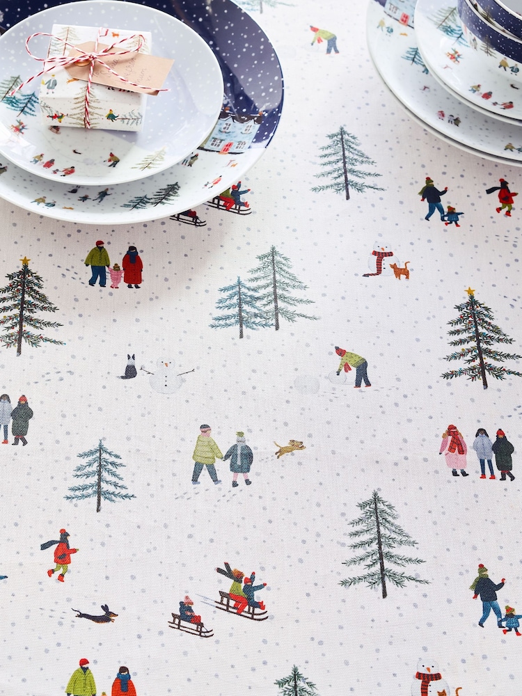 White Christmas Scene Wipe Clean Tablecloth - Image 2 of 3