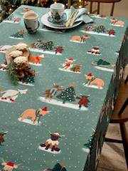 Green Christmas Hamish The Highland Cow Wipe Clean Tablecloth - Image 1 of 4