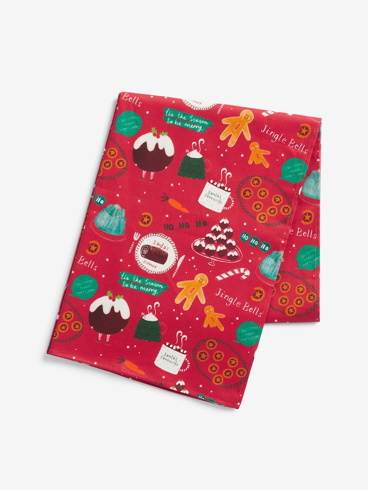 Red Christmas Pudding Wipe Clean Tablecloth - Image 1 of 3 Red Christmas Pudding Wipe Clean Tablecloth - Image 1 of 3