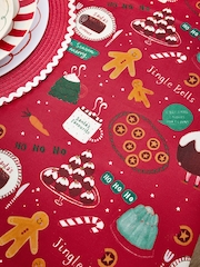 Red Christmas Pudding Wipe Clean Tablecloth - Image 2 of 3