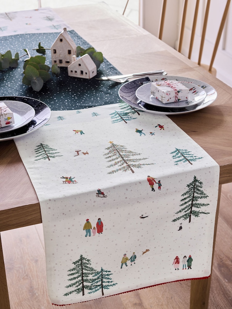 Navy Mini Christmas Scene Table Runner - Image 1 of 4