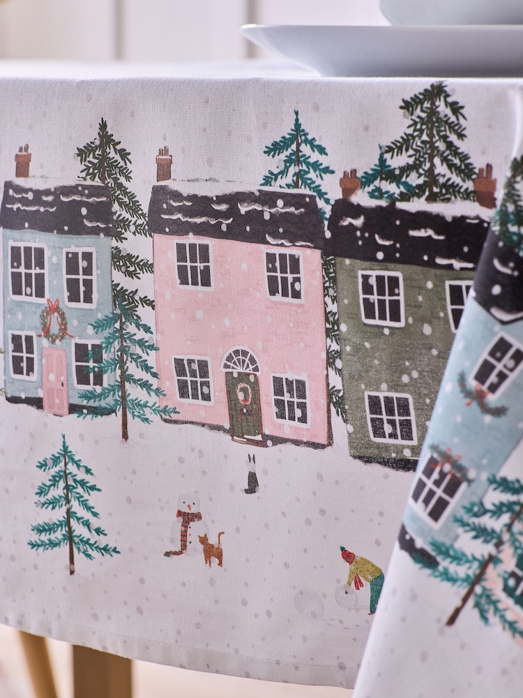 Multi Mini Christmas Scene Border Table Cloth - Image 4 of 4