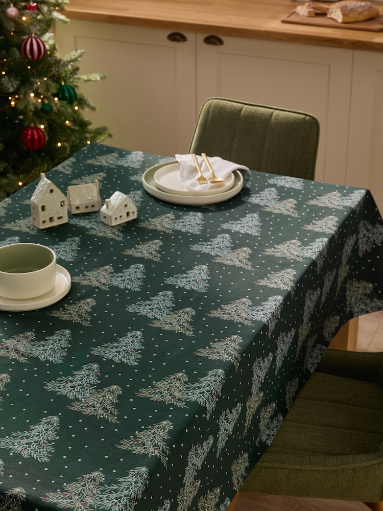 Green Christmas Tree Table Cloth - Image 1 of 2