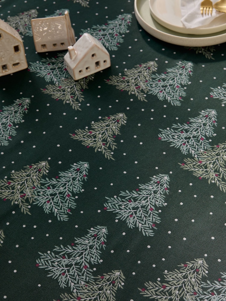 Green Christmas Tree Table Cloth - Image 2 of 2