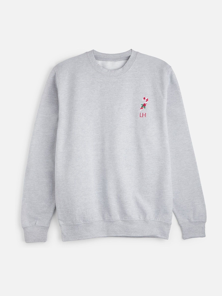Personalised Womens Embroidered Candy Cane Jumper by Stitch Style - Image 1 of 4