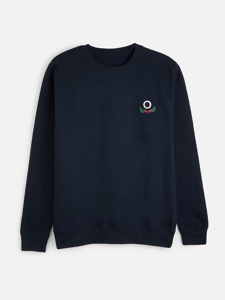 Personalised Womens Embroidered Christmas Wreath Sweat Top by Stitch Style - Image 1 of 4
