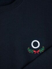 Personalised Womens Embroidered Christmas Wreath Sweat Top by Stitch Style - Image 3 of 4