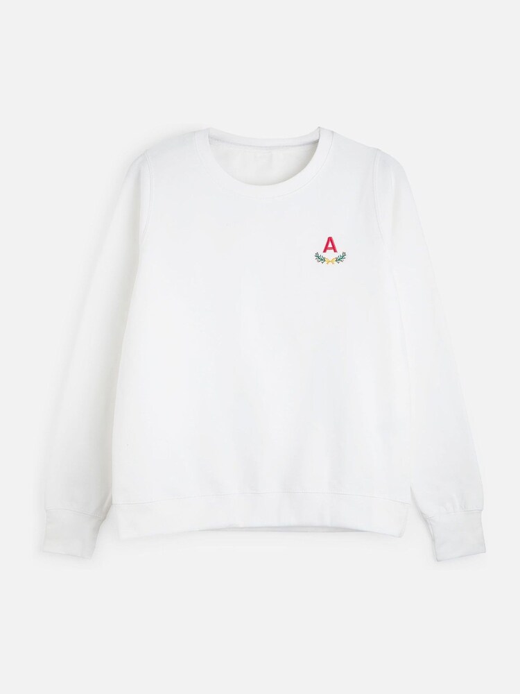 Personalised Womens Embroidered Christmas Wreath Sweat Top by Stitch Style - Image 1 of 4