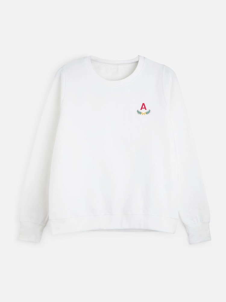 Personalised Womens Embroidered Christmas Wreath Sweat Top by Stitch Style - Image 1 of 4 Personalised Womens Embroidered Christmas Wreath Sweat Top by Stitch Style - Image 1 of 4