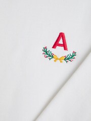 Personalised Womens Embroidered Christmas Wreath Sweat Top by Stitch Style - Image 3 of 4