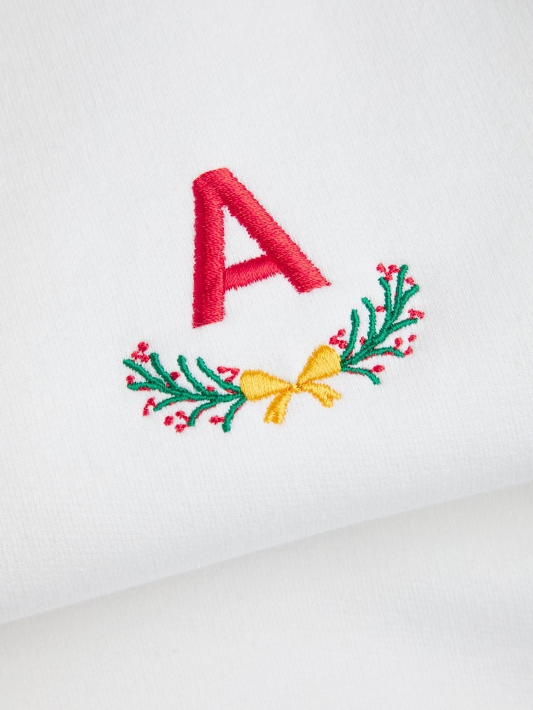 Personalised Womens Embroidered Christmas Wreath Sweat Top by Stitch Style - Image 4 of 4