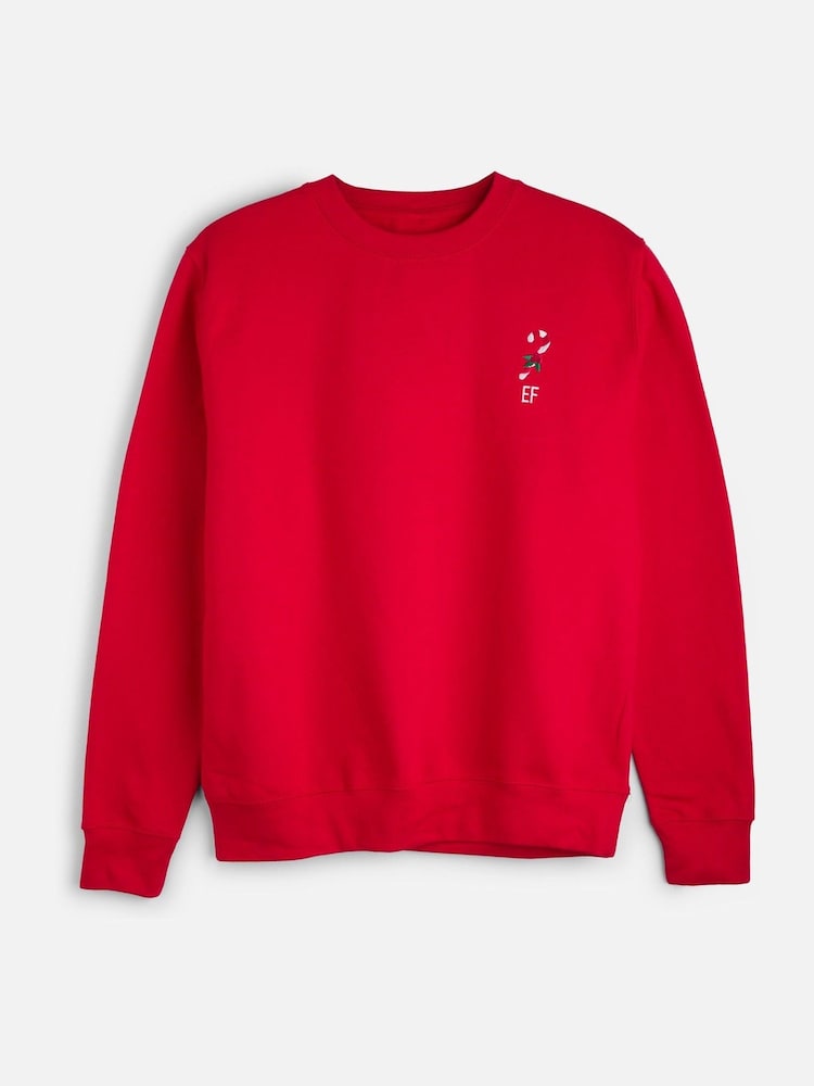 Personalised Mens Embroidered Candy Cane Christmas Sweat Top by Stitch Style - Image 1 of 4