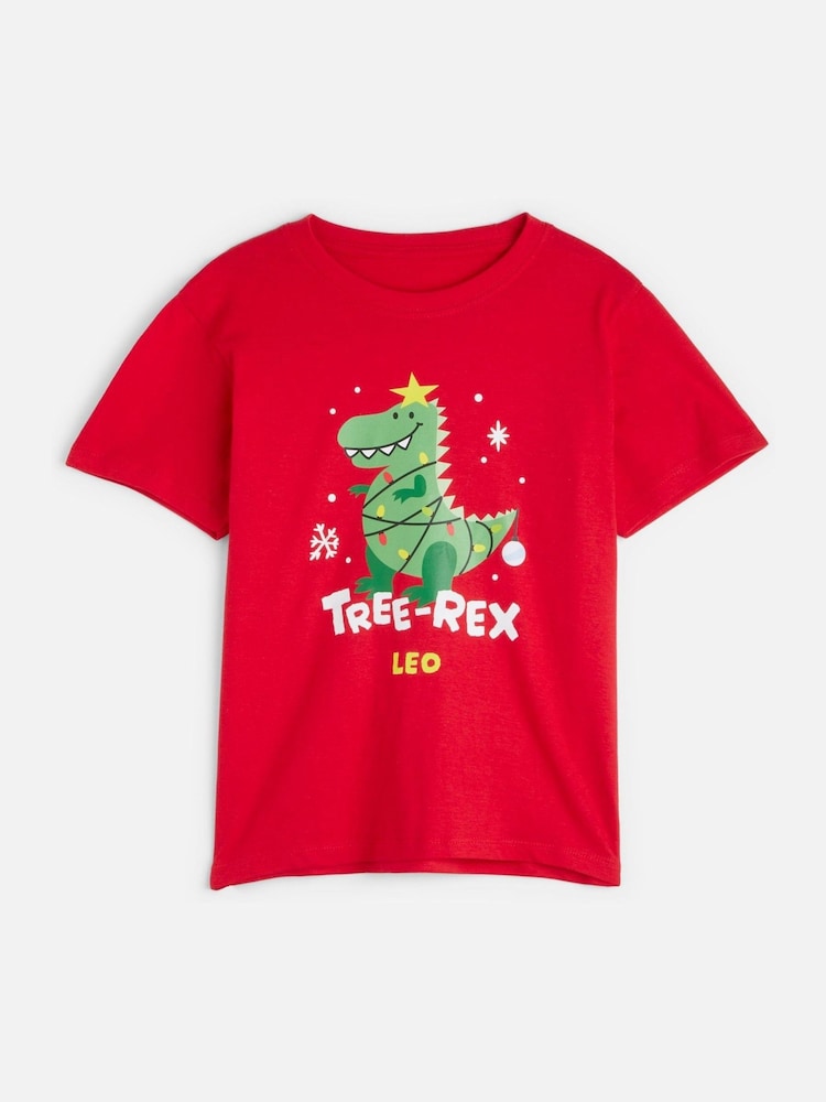 Personalised Boys Tree-Rex 100% Cotton T-Shirt by Stitch Style - Image 1 of 4