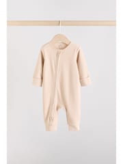 Chocolate Brown Baby Two Way Zip Footless Sleepsuits 3 Pack (0mths-3yrs) - Image 12 of 13