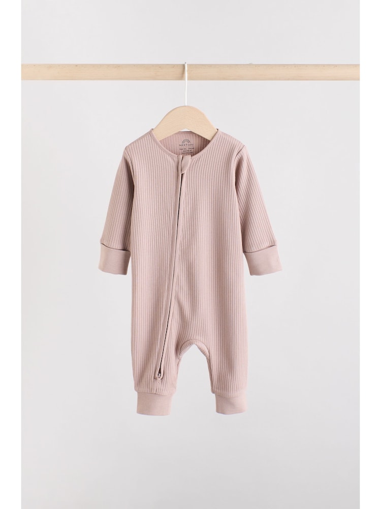 Chocolate Brown Baby Two Way Zip Footless Sleepsuits 3 Pack (0mths-3yrs) - Image 13 of 13