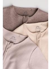 Chocolate Brown Baby Two Way Zip Footless Sleepsuits 3 Pack (0mths-3yrs) - Image 4 of 13