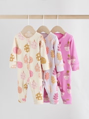 Vijolična - Baby Popper Footless Sleepsuits 3 Pack (0mths-3yrs) - Slika 1 iz 14