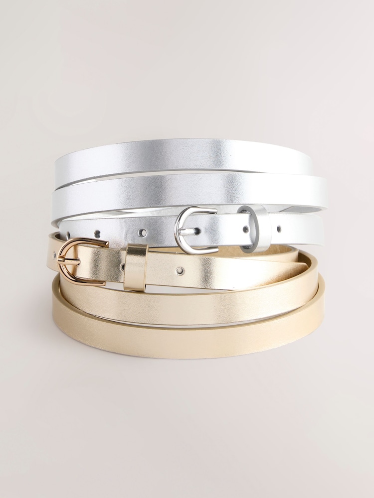 Silber/Gold - PU Skinny Belts 2 Pack - Bild 1 von 5