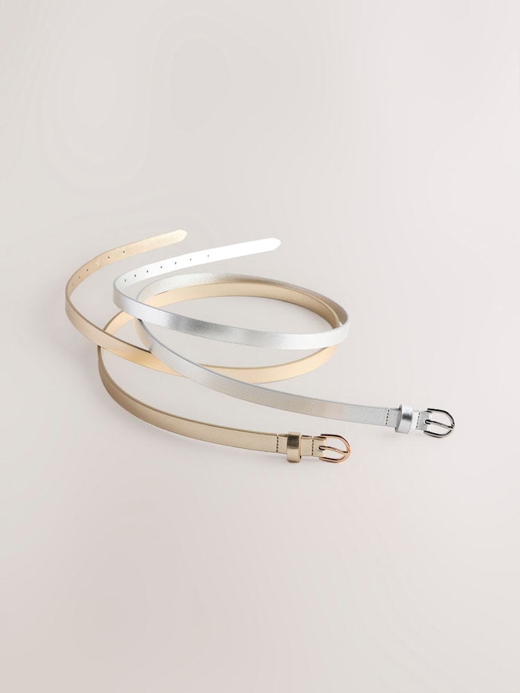 Silber/Gold - PU Skinny Belts 2 Pack - Bild 5 von 5