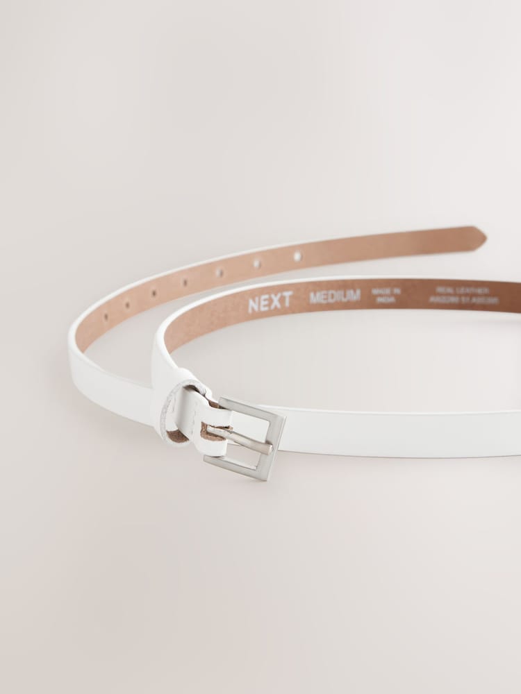 White Skinny Leather Belt - Image 6 of 6
