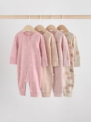 Pink Baby Two Way Zip Footless Sleepsuits 4 Pack (0mths-3yrs) - Image 1 of 13