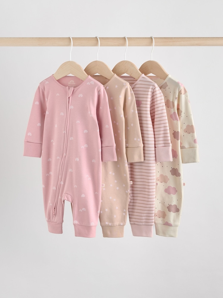 Pink Baby Two Way Zip Footless Sleepsuits 4 Pack (0mths-3yrs) - Image 1 of 13 Pink Baby Two Way Zip Footless Sleepsuits 4 Pack (0mths-3yrs) - Image 1 of 13