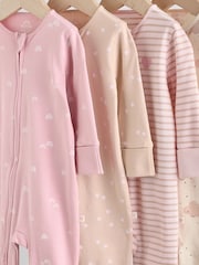 Pink Baby Two Way Zip Footless Sleepsuits 4 Pack (0mths-3yrs) - Image 8 of 13