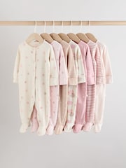 Pink Baby Popper Sleepsuits 7 Pack (0mths-3yrs) - Image 1 of 17