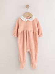 Pink Velour Baby Sleepsuit (0mths-3yrs) - Image 1 of 11