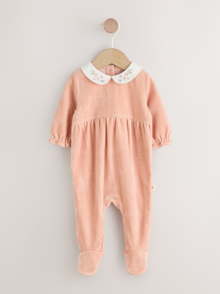 Pink Velour Baby Sleepsuit (0mths-3yrs) - Image 1 of 11