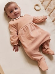 Pink Velour Baby Sleepsuit (0mths-3yrs) - Image 10 of 11