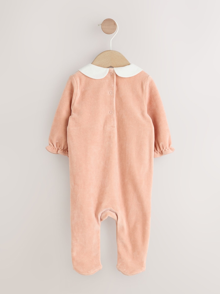 Pink Velour Baby Sleepsuit (0mths-3yrs) - Image 2 of 11
