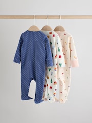 Navy Baby Two Way Zip Sleepsuits 3 Pack (0-2yrs) - Image 2 of 12