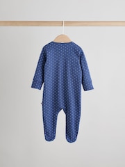 Navy Baby Two Way Zip Sleepsuits 3 Pack (0-2yrs) - Image 6 of 12