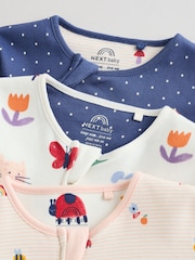 Navy Baby Two Way Zip Sleepsuits 3 Pack (0-2yrs) - Image 8 of 12