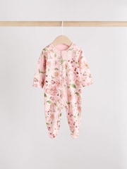 Pink Baby Two Way Zip Sleepsuits 3 Pack (0-2yrs) - Image 5 of 13