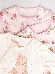 Pink Baby Two Way Zip Sleepsuits 3 Pack (0-2yrs) - Image 8 of 13