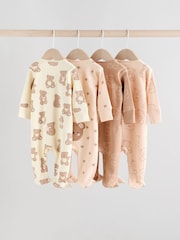 Brown Baby Two Way Zip Sleepsuits 4 Pack (0mths-2yrs) - Image 2 of 15