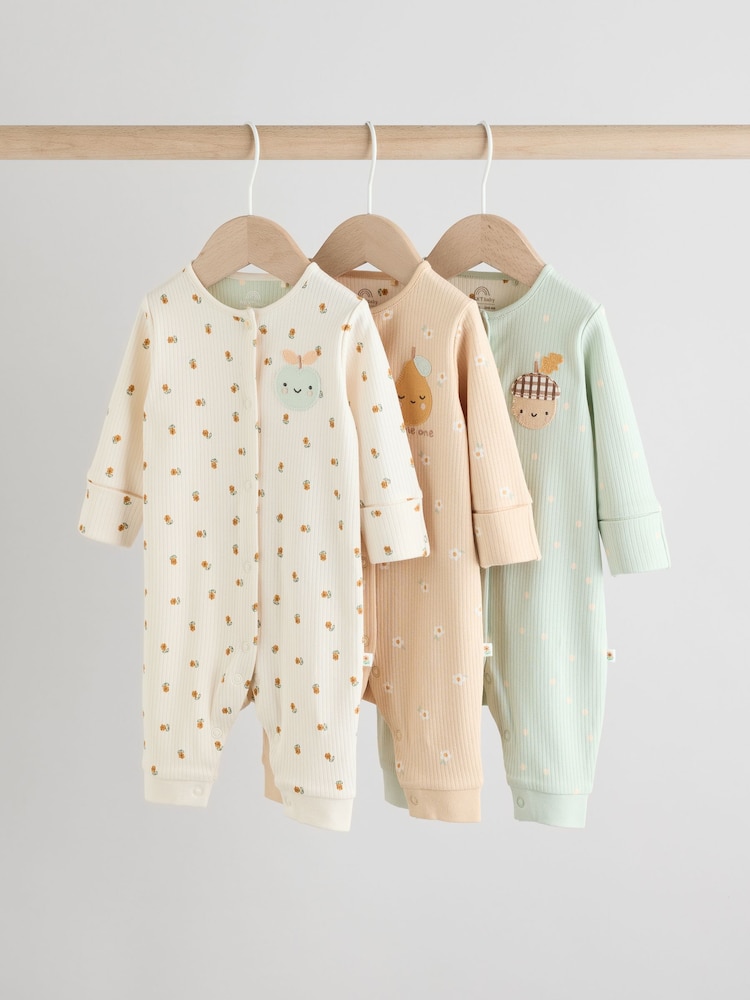 Cream Baby Popper Footless Sleepsuits 3 Pack (0mths-3yrs) - Image 1 of 13